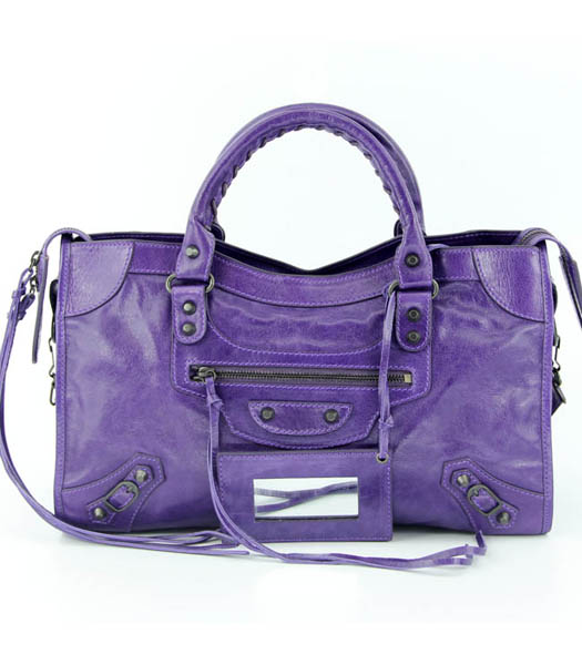 Balenciaga Motorcycle City bag in cuoio viola Olio (Rame Nai